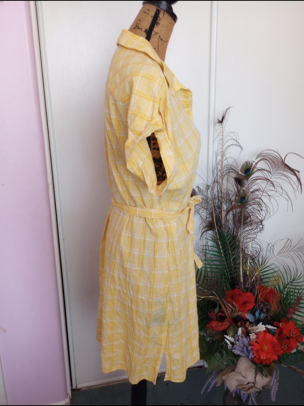 Tommy Hilfiger Yellow Plaid Button Dress - Picture 2 of 4